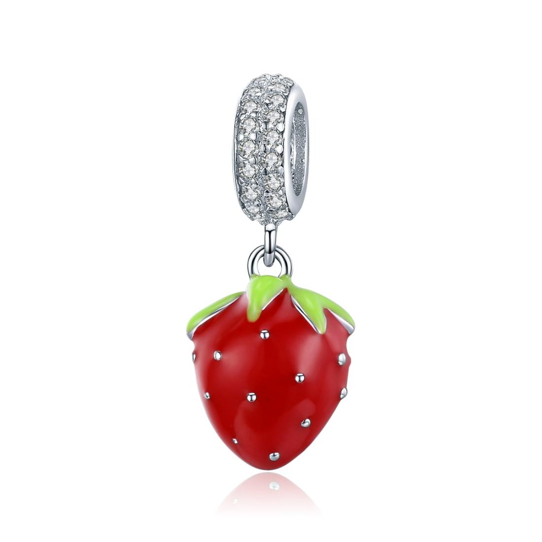 925 Sterling Silver Beaded Strawberry Pendant For Diy Bracelets Charms & Pendants
