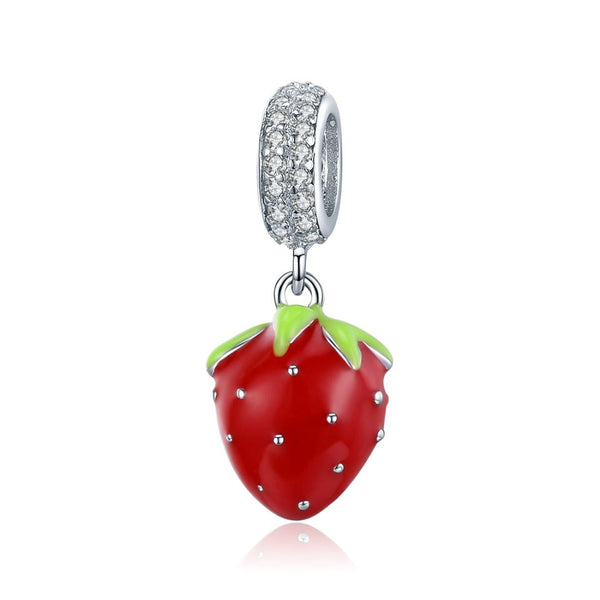 925 Sterling Silver Beaded Strawberry Pendant For Diy Bracelets Charms & Pendants