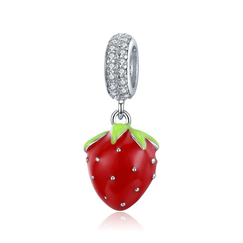 925 Sterling Silver Beaded Strawberry Pendant For Diy Bracelets Charms & Pendants