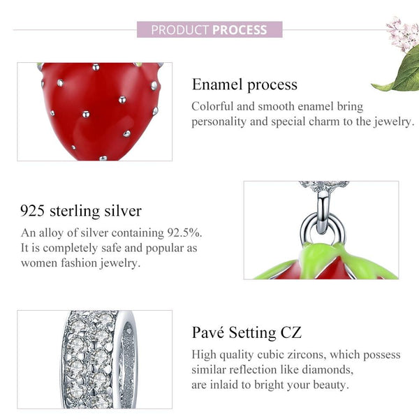 925 Sterling Silver Beaded Strawberry Pendant For Diy Bracelets Charms & Pendants