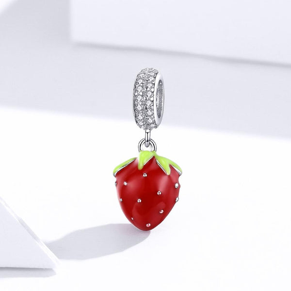 925 Sterling Silver Beaded Strawberry Pendant For Diy Bracelets Charms & Pendants