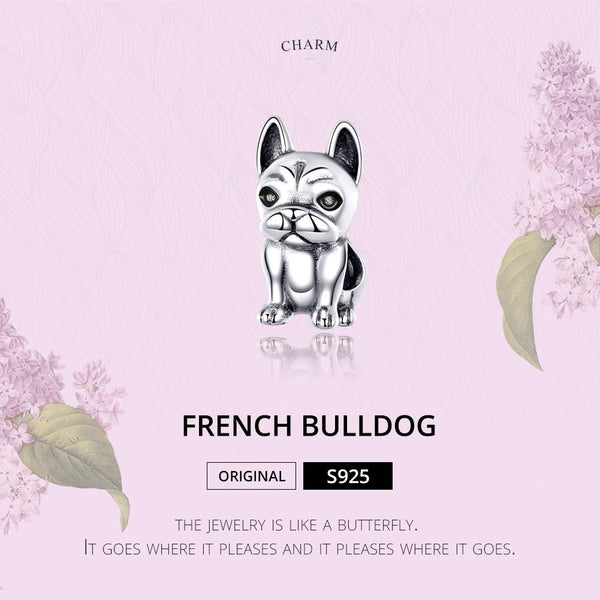925 Sterling Silver French Bulldog Beaded Diy Bracelet Charms & Pendants