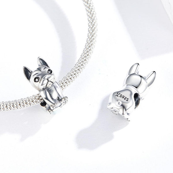 925 Sterling Silver French Bulldog Beaded Diy Bracelet Charms & Pendants