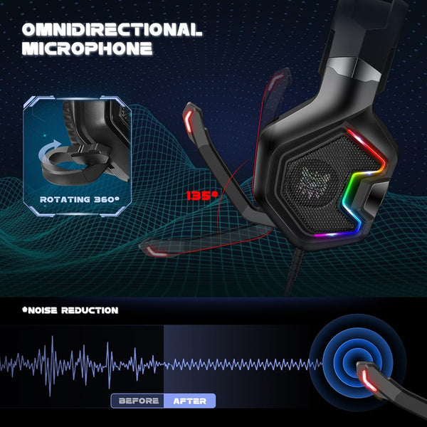 K10 Pro Wired Gaming Headset With Mic Headsets