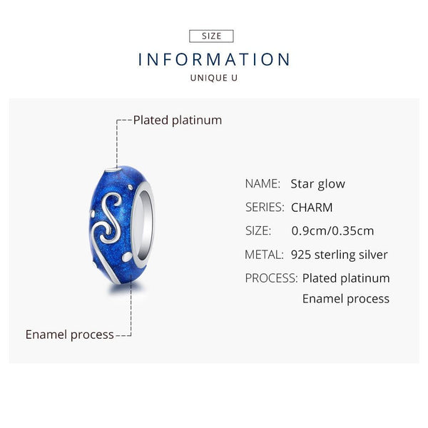 925 Sterling Silver Blue Star Beaded Bracelet Charms Charms & Pendants