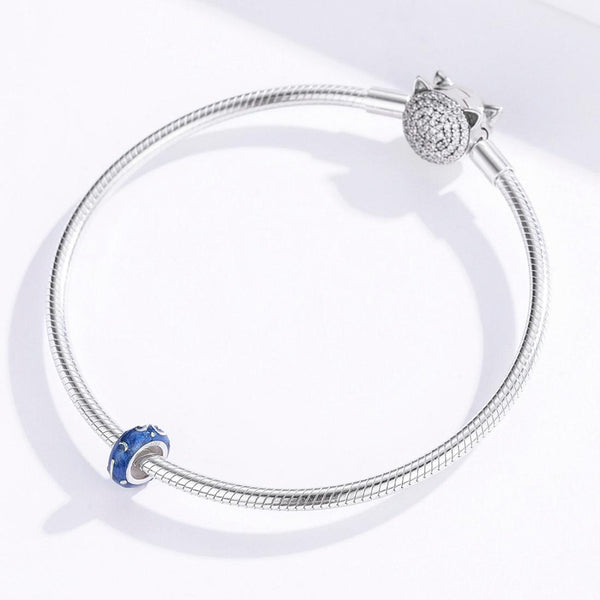 925 Sterling Silver Blue Star Beaded Bracelet Charms Charms & Pendants