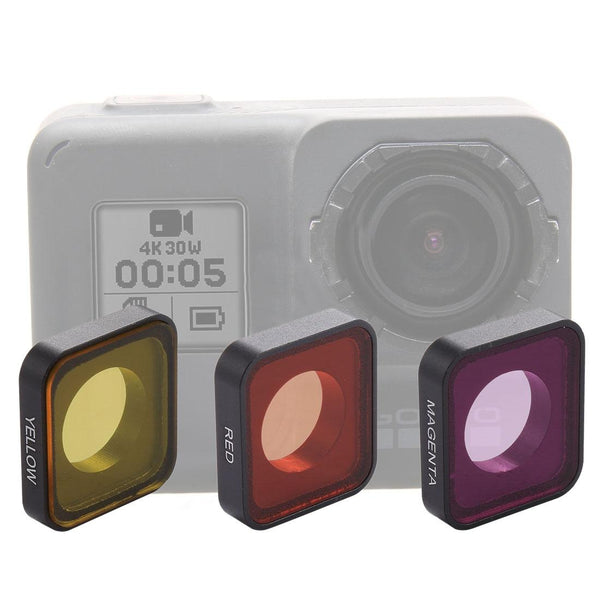 3 In 1 Snap On Lens Filter For Gopro Hero6 / 5 Red Yellow Purple Camera Drone Accessories