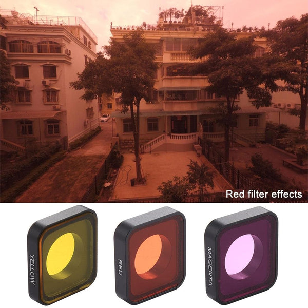 3 In 1 Snap On Lens Filter For Gopro Hero6 / 5 Red Yellow Purple Camera Drone Accessories