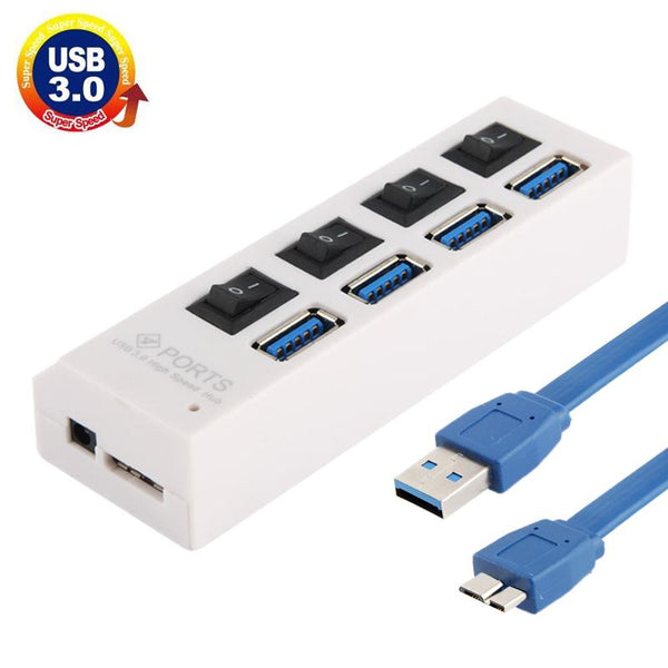 4 Port Usb 3.0 Hub 5Gbps Speed Plug & Play 1Tb Support Black Usb Cables Hubs & Adapters