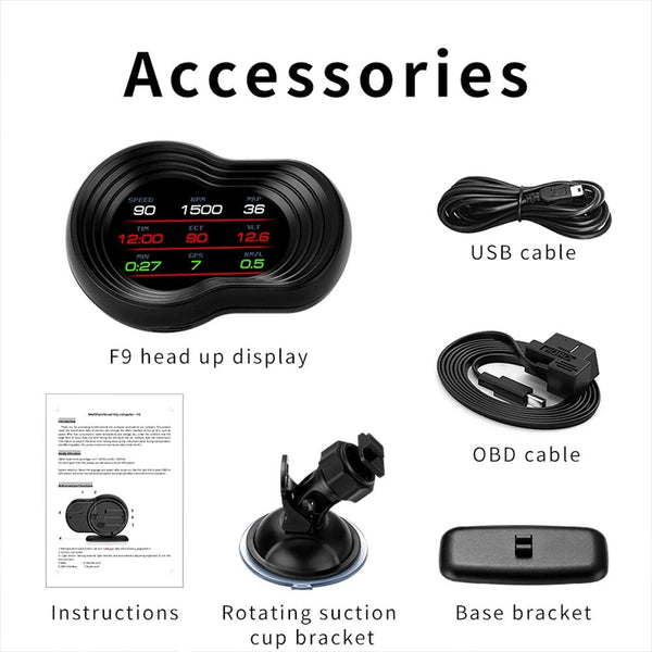 Car Hud Display Speed Water Temp Voltage Obd2 + Gps Other Instruments & Gauges