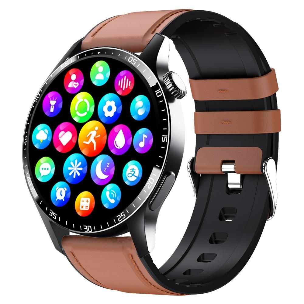 1.35" Smart Watch Bluetooth Calls Health Tracking 150+ Sports Modes Leather_Black Brown Smart Watches