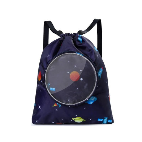 Blue Waterproof Drawstring Beach Bag For Kids Wet & Dry Separation Shoulder Strap Tibetan Backpacks & Bags