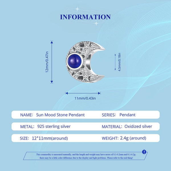 925 Sterling Silver Temperature Sensitive Moon Bead Bracelet Charms & Pendants