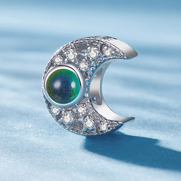 925 Sterling Silver Temperature Sensitive Moon Bead Bracelet Charms & Pendants