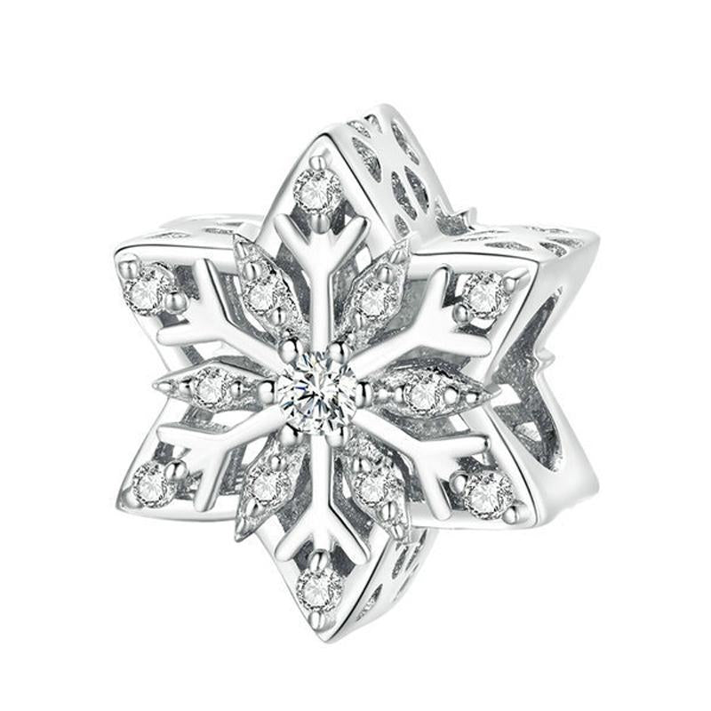 925 Sterling Silver Winter Snowflake Diy Bracelet Bead Charms & Pendants