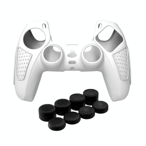Black Silicone Protective Case For Ps5 Gamepad Anti Skid Cover White + 8 Hats Bags Skins & Travel Cases
