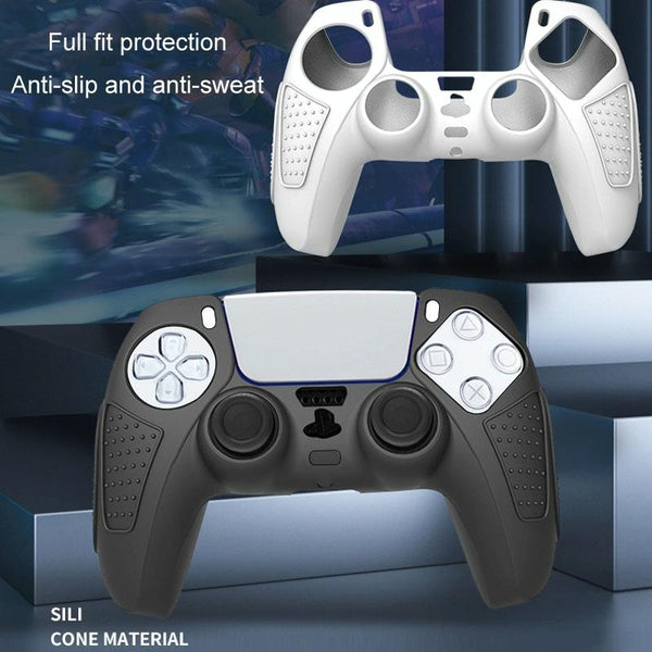 Black Silicone Protective Case For Ps5 Gamepad Anti Skid Cover White + 8 Hats Bags Skins & Travel Cases