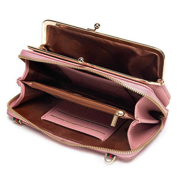 Black Embroidered Crossbody Wallet With Large Capacity Wallets