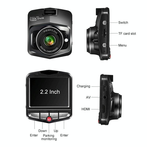 2.2 Car Dvr With Parking Monitoring & Loop Recording Black Rear View Monitors/Cams & Kits