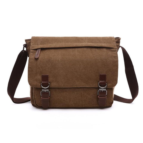 Multi Purpose Coffee Canvas Messenger Bag For Business Tech Medium Size Women's Bags & Handbags