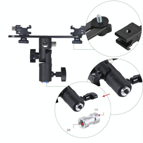 Dual Hot Shoe Flash Bracket Compact Versatile For Audio Video Equipment Other Camera & Photo Accs