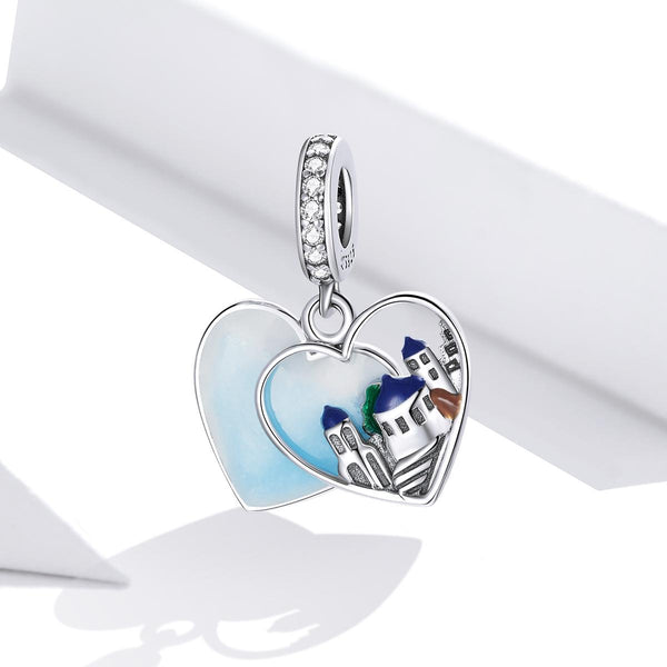 925 Sterling Silver Charming Scenery Heart Pendant For Diy Bracelet Or Necklace Charms & Pendants