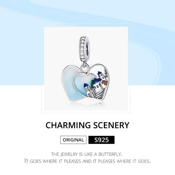 925 Sterling Silver Charming Scenery Heart Pendant For Diy Bracelet Or Necklace Charms & Pendants