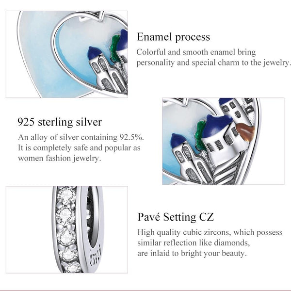 925 Sterling Silver Charming Scenery Heart Pendant For Diy Bracelet Or Necklace Charms & Pendants