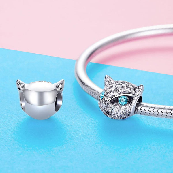 925 Sterling Silver Cat Beaded Bracelet With Diamond Star Beads Bracelets