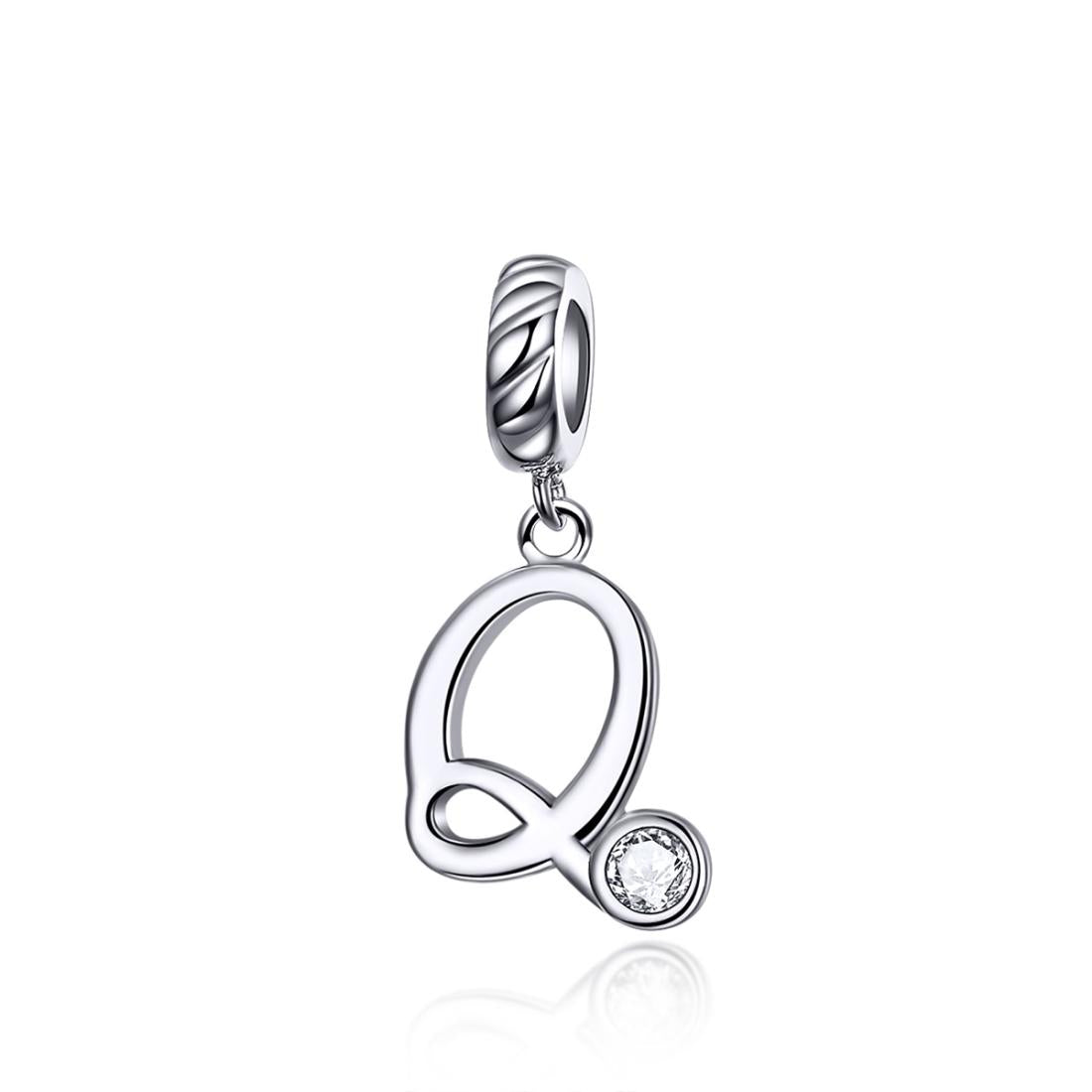 925 Sterling Silver Personalized Letter Pendant For Diy Bracelets & Necklaces Style Q Charms & Pendants