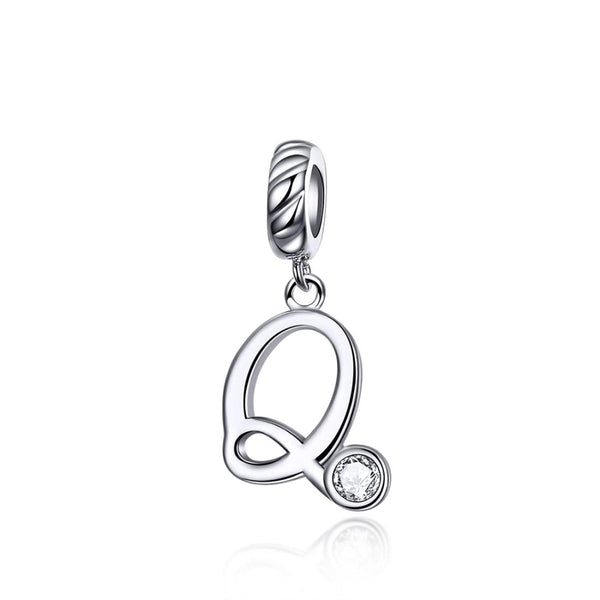 925 Sterling Silver Personalized Letter Pendant For Diy Bracelets & Necklaces Style Q Charms & Pendants