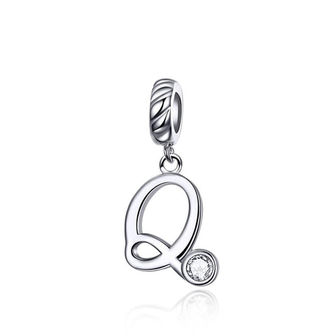 925 Sterling Silver Personalized Letter Pendant For Diy Bracelets & Necklaces Style Q Charms & Pendants