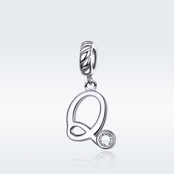 925 Sterling Silver Personalized Letter Pendant For Diy Bracelets & Necklaces Style Q Charms & Pendants