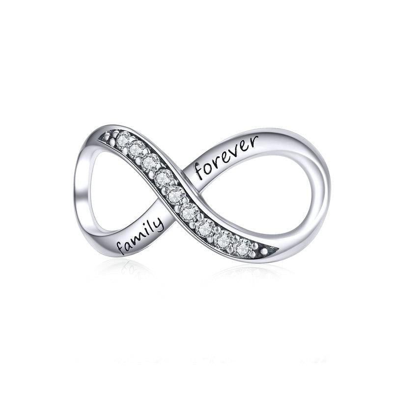 925 Sterling Silver Forever Family Infinity Bracelet Charms & Pendants