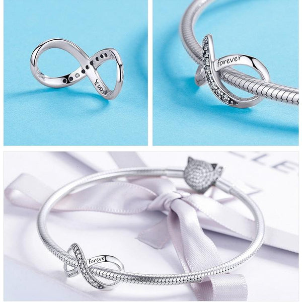 925 Sterling Silver Forever Family Infinity Bracelet Charms & Pendants