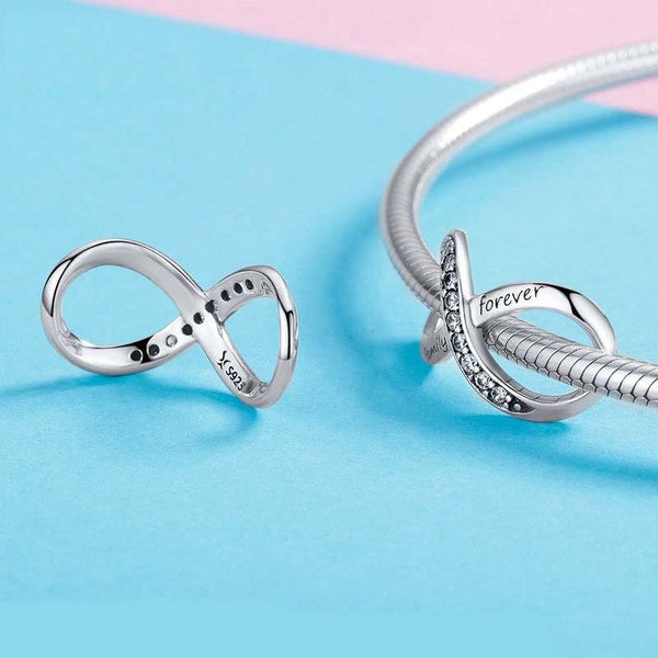 925 Sterling Silver Forever Family Infinity Bracelet Charms & Pendants