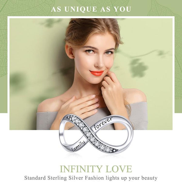 925 Sterling Silver Forever Family Infinity Bracelet Charms & Pendants