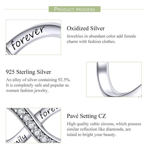 925 Sterling Silver Forever Family Infinity Bracelet Charms & Pendants
