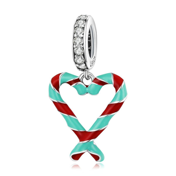 925 Sterling Silver Heart Candy Cane Pendant For Diy Bracelets & Necklaces Necklaces & Pendants