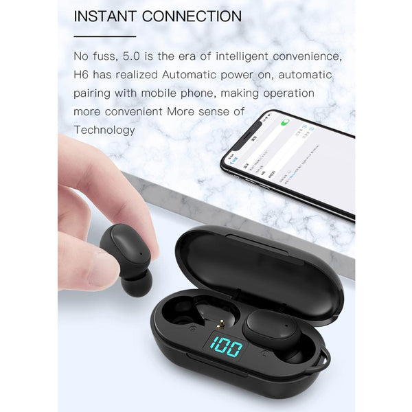 Wireless Bluetooth Earphones With Digital Display & Charging Box H6 Tws Earbuds