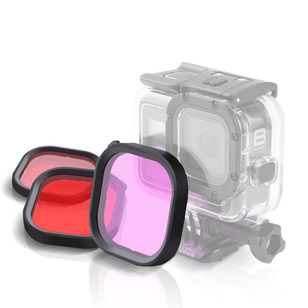 Square Diving Lens Filter Kit For Gopro Hero8 Waterproof Housing 3 Colours Camera Drone Accessories