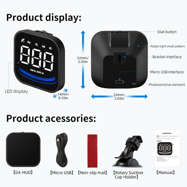 Smart Gps Hud For Car Speedometer & Alarm Reminder Speedometers