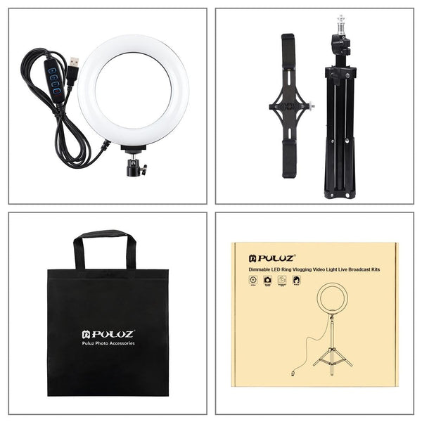 Live Broadcast Dual Phone Bracket With 70Cm Tripod & 6.2 Inch 16Cm Led Ring Light Kit Mounts & Holders