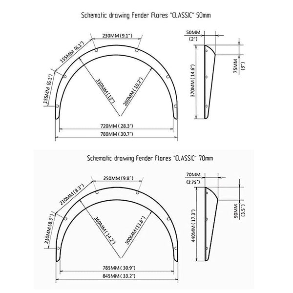 4 Pcs Car Universal Fender Flares Wheel Eyebrow Black Not Painted Fenders & Mud Guards