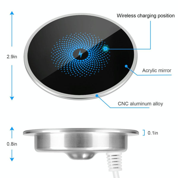 15W Ultra Thin Desktop Wireless Charger Embedded Chargers & Cradles