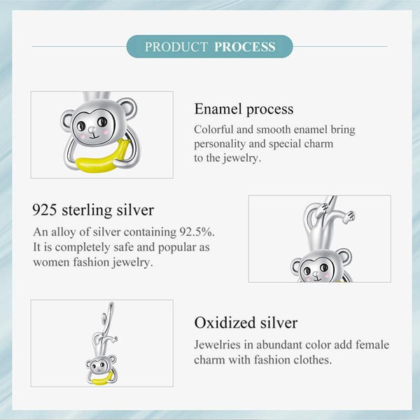 925 Sterling Silver Monkey Pendant For Diy Bracelets Charms & Pendants