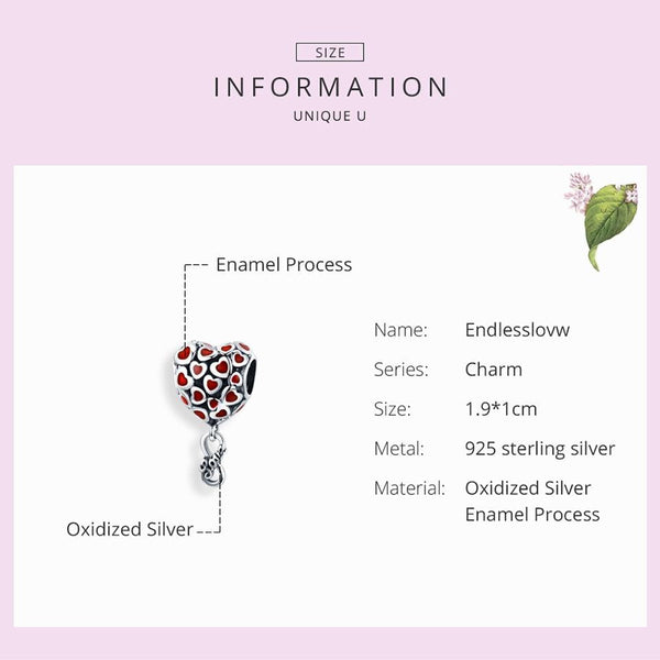 925 Sterling Silver Red Heart Beads For Diy Bracelets & Necklaces Charms & Pendants