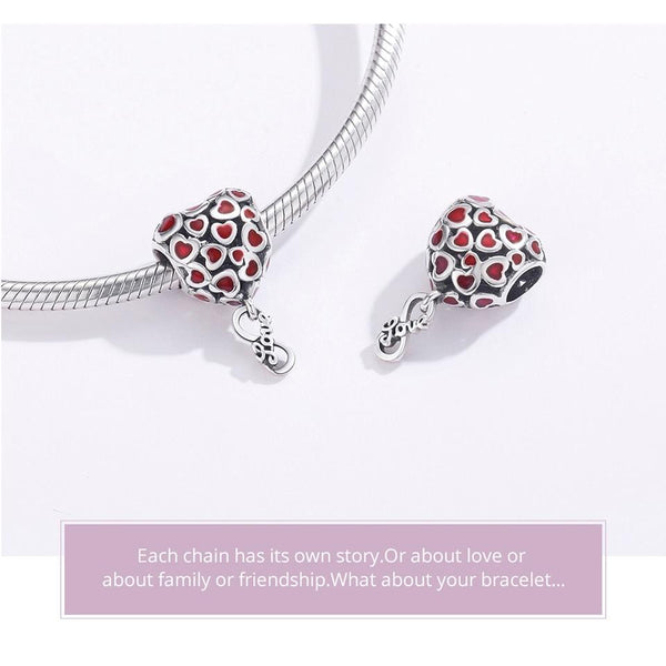 925 Sterling Silver Red Heart Beads For Diy Bracelets & Necklaces Charms & Pendants