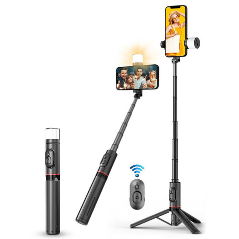 Rotatable Bluetooth Selfie Stick With Fill Light And Remote Control Selfie Sticks