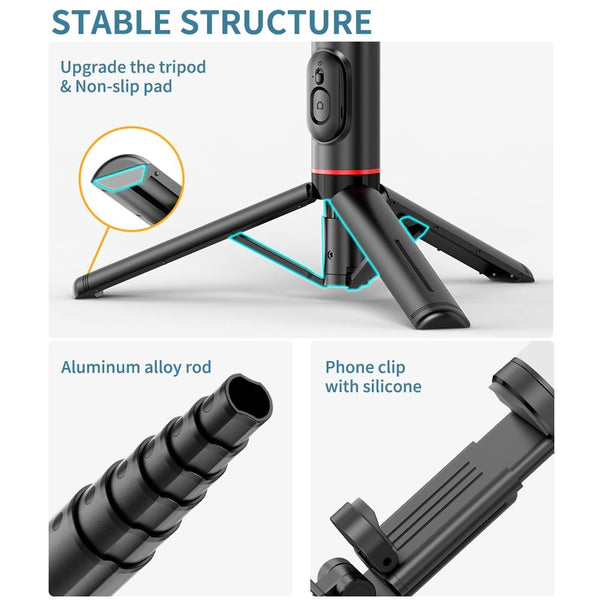 Rotatable Bluetooth Selfie Stick With Fill Light And Remote Control Selfie Sticks